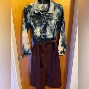 Vintage Jean Top/Leather Bottom Dress or Overcoat